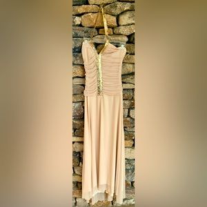 Long beige dress with gold sequin detail 6 romantic 🤎 vintage 40’s vibes